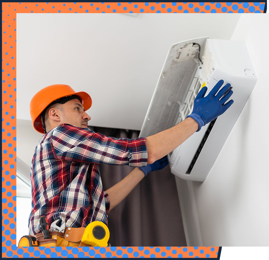 Self HVAC technician installing AC in Coweta County
