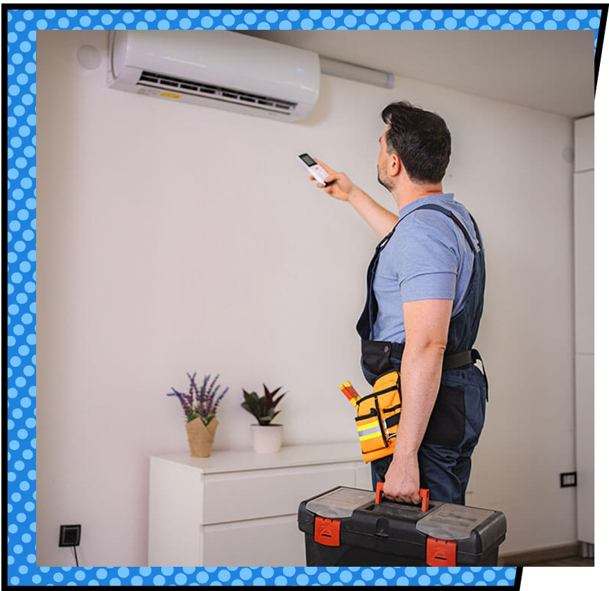 Self HVAC technician checking AC temp