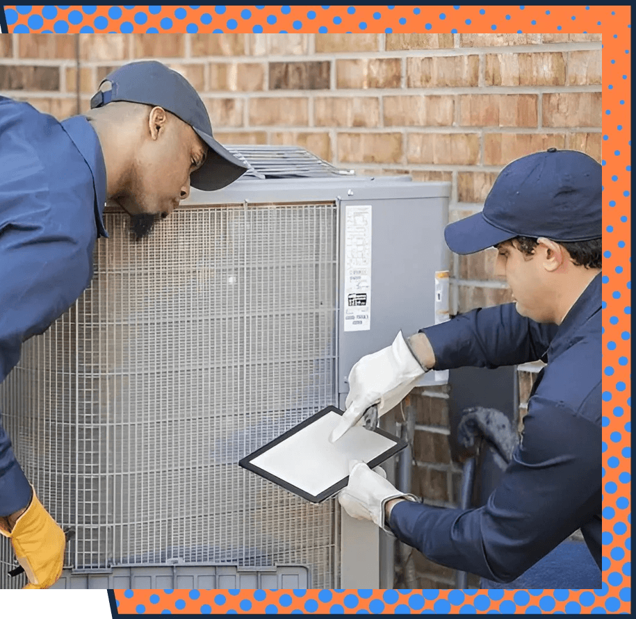 Self Brothers checking diagnose result of an HVAC unit